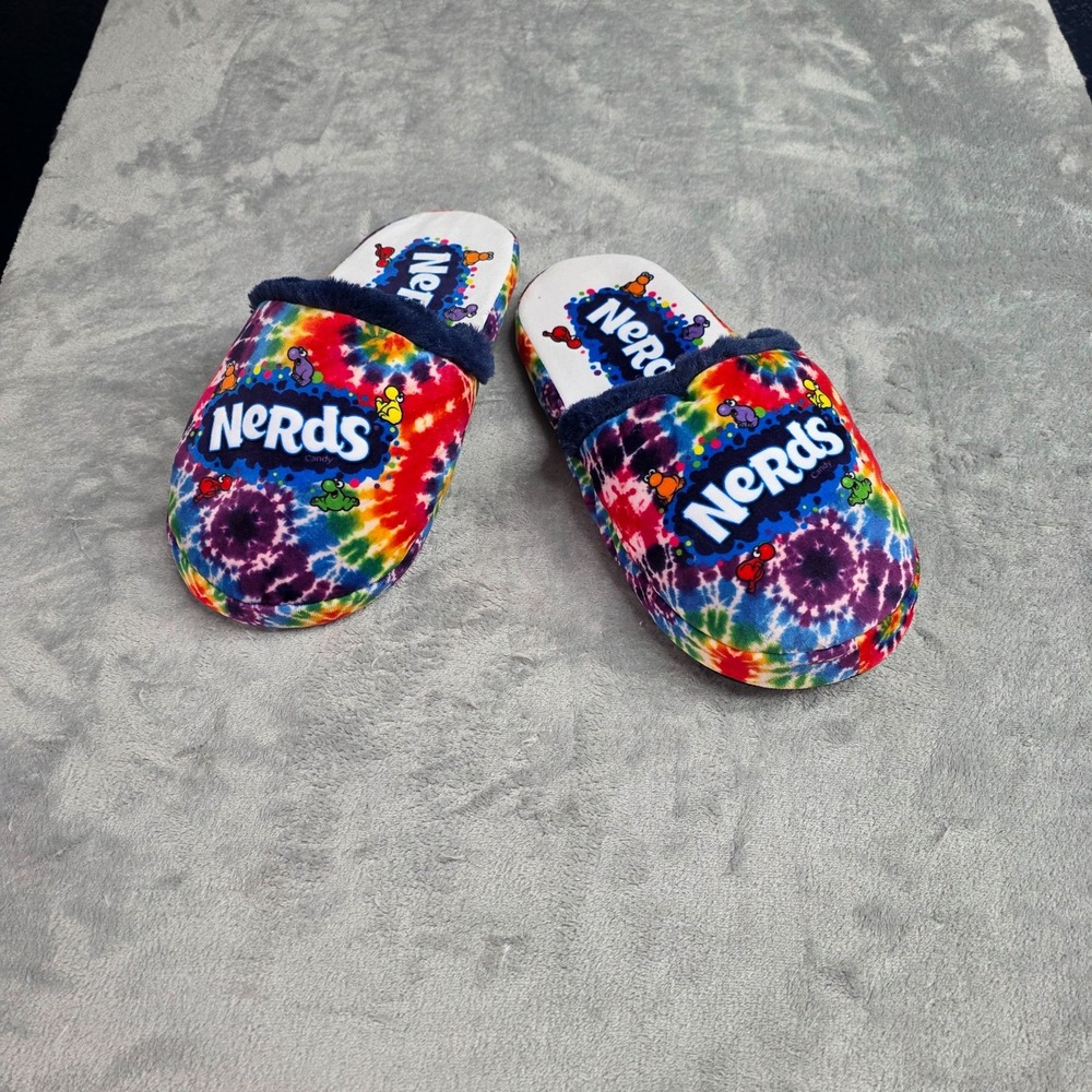 Adults Nerds Tie-Dye Slip On-Slippers-Sz 7